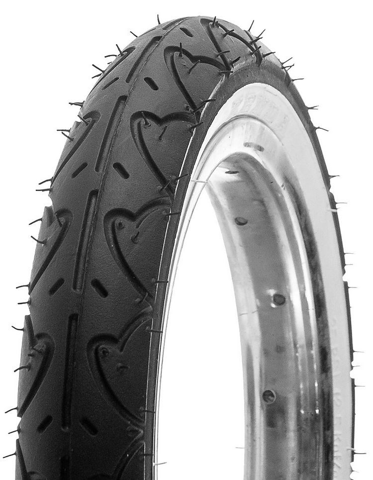 Велопокрышка Kenda 12 1/2″ x 2.1/4, 62- 203, K-909, для колясок и детских велосипедов, черная с белым бортом